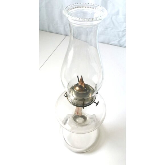 Large Antique Clear Glass Pedestal Eagle Oil Lamp 17.5" Height - Picture 10 of 10